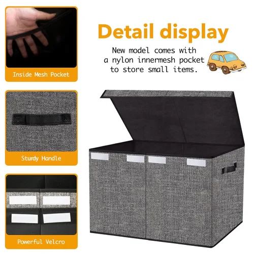 Miniatura 2 de Pantryily Caja organizadora grande de juguetes, cajas plegables para juguetes para niños, contenedores con tapas y asas para sala de estar, sala