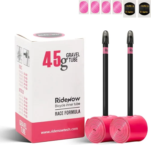 RideNow TPU Road Bike Inner Tube, 2 Pack Gravel Bike Tube 700 x 32C-47C with 45mm/65mm/85mm Presta Valves, Ultra-Light Puncture Resistant Bicycle