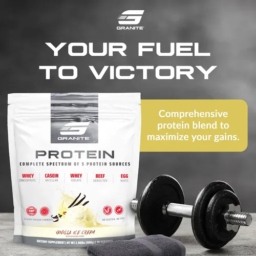 Miniatura 2 de Granite Nutrition Proteína en polvo – Mezcla de 5 fuentes de primera calidad (suero de leche, caseína, huevo, carne de res alimentada con pasto)