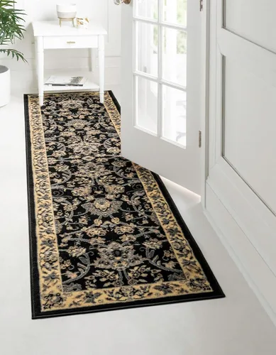 Unique Loom Sialk Hill Collection Alfombra de Área - Washington (2' 11" x 16' 5" Pasillo Negro/Gris)