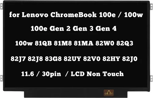 Miniatura 2 de Reemplazo para Lenovo ChromeBook 100e Gen 2 Gen 3 Gen 4 100w 81QB 81M8 81MA 82Q3 82J7 82J8 82UY 82V0 82HY 82J0 30pin LCD pantalla no táctil Panel