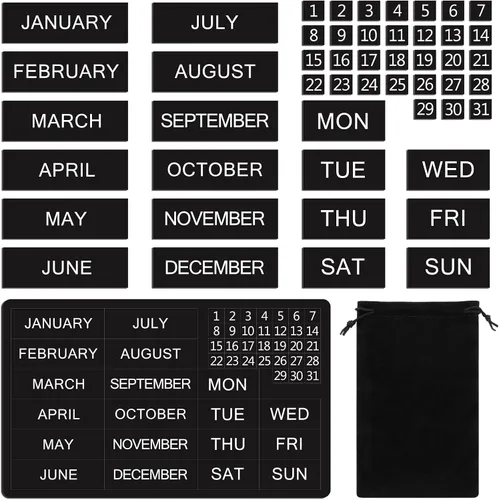 Miniatura 8 de 50 números magnéticos de calendario para pizarra blanca y refrigerador, días de la semana y meses, indicadores magnéticos de fechas del calendario
