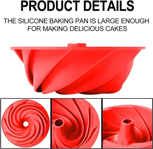 Miniatura 8 de Bandeja de silicona para pastel saphe, utensilios de hornear antiadherentes de 25 cm de diámetro para pastel, gelatina, jalea, pan, brownie, molde