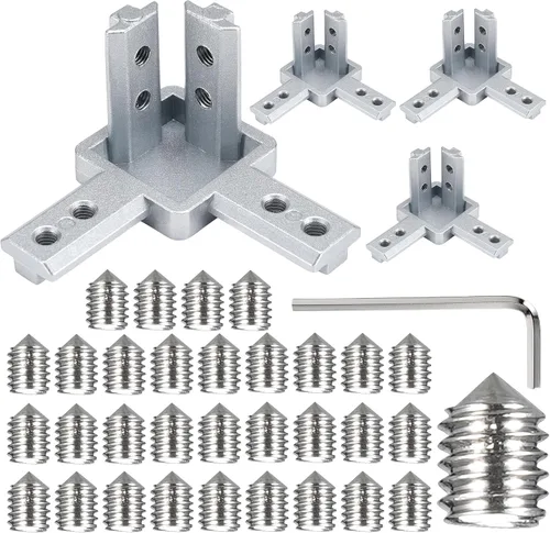 Miniatura 24 de BELLA BAYS 40Series 10Sets de conector interior negro en forma de L, conector de esquina oculta, accesorios de extrusión de aluminio 4040