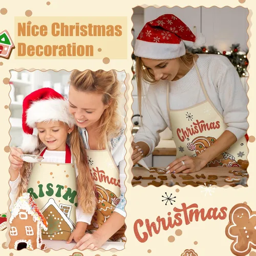 Miniatura 5 de Toulite 10 Piezas Delantal de Navidad Ajustable Delantales de Cocina para Cocinar Delantal BBQ Babero Delantal de Chef Divertido para Mujeres