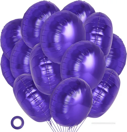 Miniatura 12 de 20 globos redondos negros, globos redondos de aluminio de 18 pulgadas, globos redondos gigantes de helio de Mylar para fiestas de cumpleaños, baby