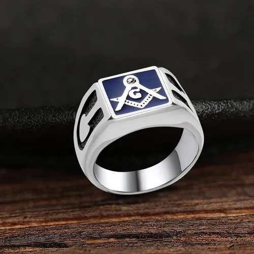 Miniatura 7 de WKXZMTR Anillo masón - Joyería masónica para hombre - Amuleto religioso estilo punk