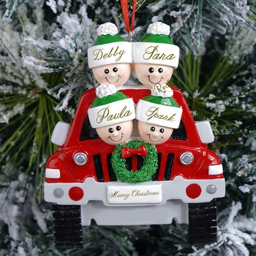 Miniatura 7 de Adornos de Navidad personalizados, adornos de Navidad 2024, adornos grabados personalizados para decoración del árbol de Navidad (Familia de 2)
