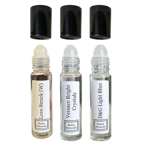 Miniatura 10 de Juego de 3 aceites de perfume para mujer, aroma inspirado en suave y limpio, fragancia corporal enrollable para capas, 0.3 fl oz (colección limpia)