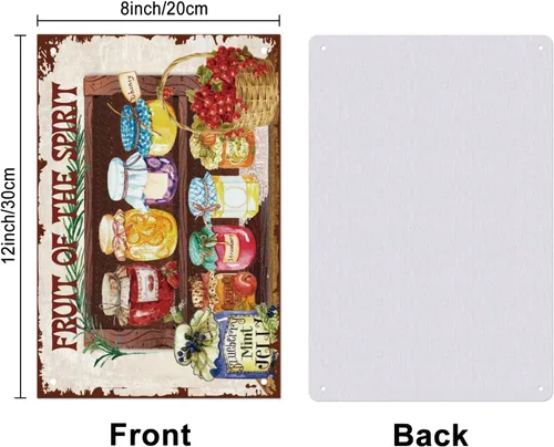Miniatura 2 de SUPERDANT Cartel de metal vintage conservado de frutas enlatadas Fruit of the Spirit Vintage divertido arte de pared placa de metal retro dormitorio