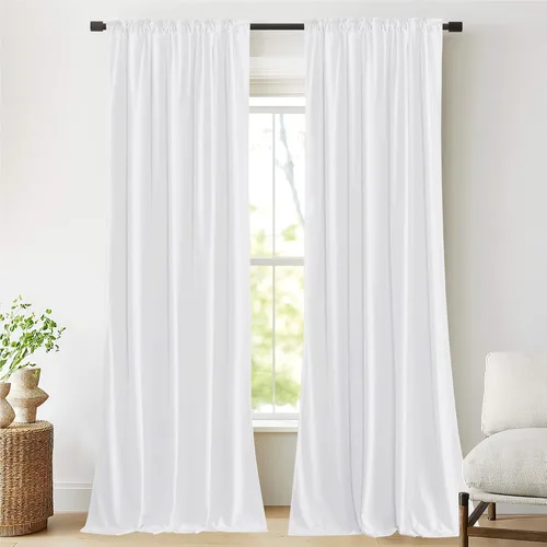 Miniatura 3 de NICETOWN Cortinas blancas extralargas de 144 pulgadas para telón de fondo, cortinas de terciopelo con aislamiento térmico y reducción de ruido