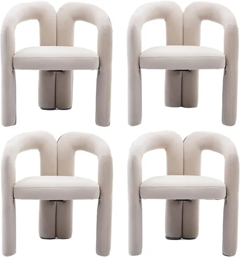 Miniatura 14 de Modernas sillas de comedor de terciopelo tapizadas, con respaldo curvado, cómoda silla auxiliar para cocina, comedor, sala de estar