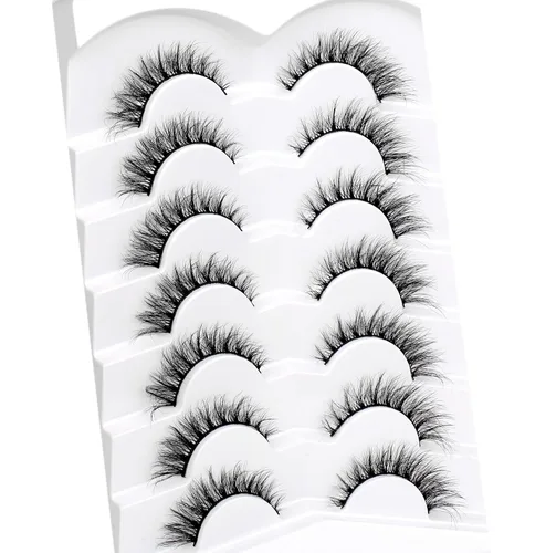 Miniatura 94 de Pooplunch - Pestañas postizas finas de visón sintético, estilo ojo de gato, naturales, cruzadas, tipo racimo, efecto 8D de volumen, tiras