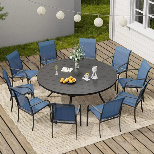 Miniatura 14 de VICLLAX Juego de 2 sillas de patio pequeñas para exteriores, juego de sillas apilables para patio y mesa de comedor cuadrada para porche delantero