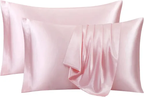 Miniatura 17 de Ersmak Juego de 2 fundas de almohada de satén estándar, ultra suaves y sedosas para cabello y piel, resistentes a las arrugas a la decoloración