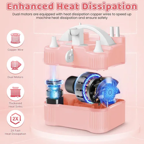 Miniatura 5 de 4-in-1 Electric Balloon Pump for All Balloons,Portable Dual Nozzle 600W Air Pump for Balloons,High Power Balloon Blower for Latex Foil 260q Mylar