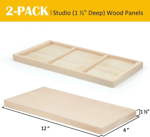 Miniatura 2 de Falling in Art Paquete de 2 paneles de lienzo de madera sin terminar, kit de paneles de madera de abedul de galería de 4 x 12 pulgadas, tablas