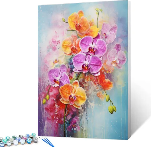 Miniatura 13 de Tucocoo Kits de pintura por números de lavanda con pinceles y pigmento acrílico sobre lienzo para adultos, hermoso proyecto de manualidades florales