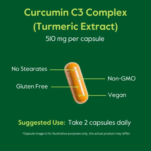 Miniatura 6 de BESTVITE Curcumina de 510 mg (cúrcuma) (120 cápsulas vegetarianas) con complejo de curcumina C3 y bioperina - estandarizado al 95% de curcuminoides