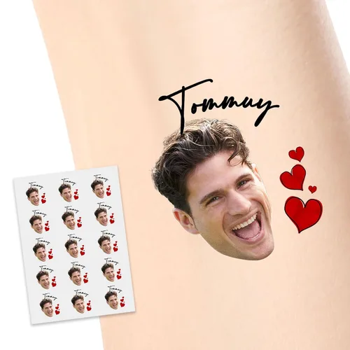 Miniatura 32 de Tatuajes temporales personalizados, personaliza cualquier foto tatuajes para cumpleaños, boda, despedida de soltera, 1 juego de 15 tatuajes Patrón 9