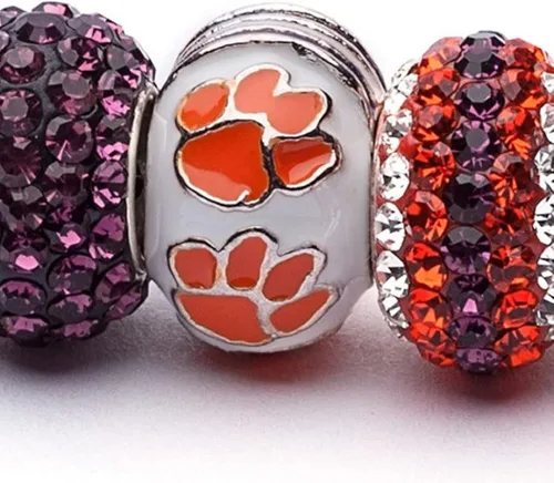 Miniatura 3 de Stone Armory Clemson University - Abalorio de cuentas para mujer con logotipo de Clemson Paw blanco y naranja, joyería de Clemson University Tigers