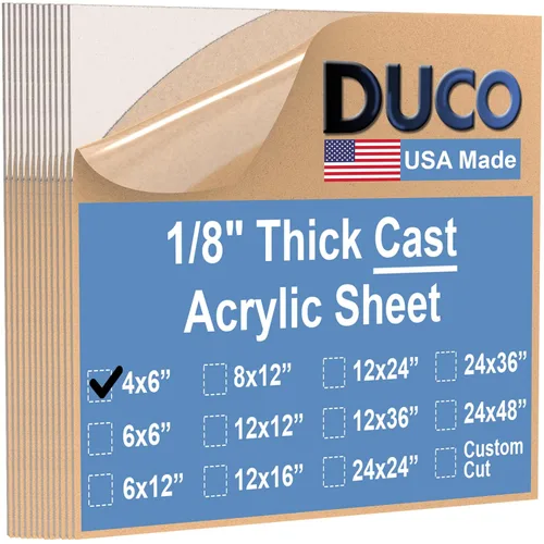 Miniatura 86 de Duco - Hoja de acrílico fundido transparente hecha en Estados Unidos, 1/8 de pulgada de grosor, 12 x 12 pulgadas, 1 paquete de láminas de plexiglás