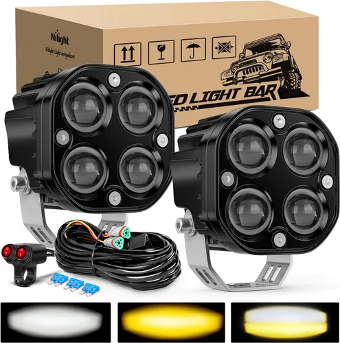 Miniatura 10 de Nilight Disparador lateral LED amarillo 2 unidades 6.5 pulgadas 60W haz de inundación para conducción fuera de carretera niebla barra de luz