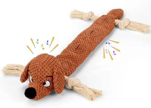 Miniatura 14 de Letsmeet Juguetes Grandes de Cocodrilo Chirriante para Perros, Juguetes Interactivos para Cachorros con Papel Arrerugado, Juguete de Tirones
