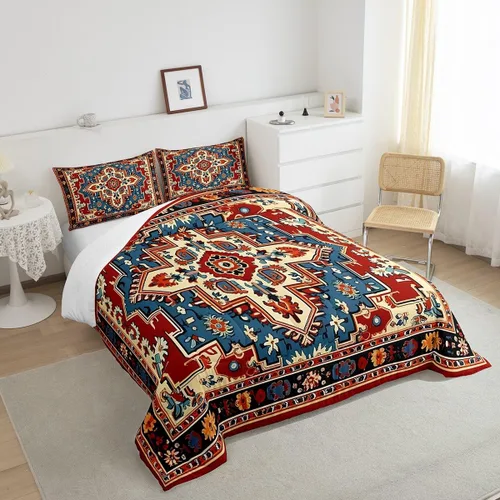 Miniatura 4 de Erosebridal Oriental Bedding - Juego de edredón vintage para cama individual, diseño floral persa, bohemio, tribal, tradicional, estético