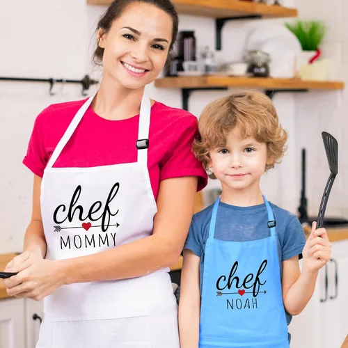 Miniatura 2 de Delantal personalizado para niños para cocinar, delantal para niños pequeños para niñas y niños, delantales de chef para mujeres, regalo de Navidad