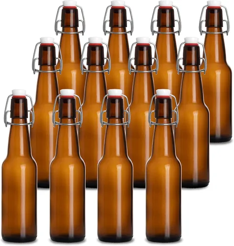 Miniatura 8 de Ilyapa Botellas de cerveza de vidrio ámbar de 16 onzas para elaboración casera – Paquete de 6 con tapas herméticas con sello de goma