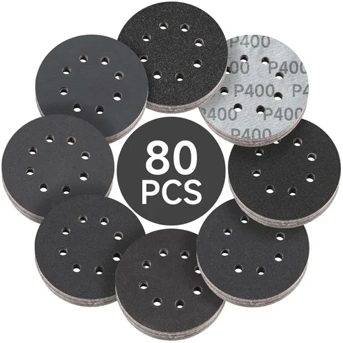 Miniatura 37 de 165 piezas, discos de lija de 5 pulgadas redondos, papel de lija de gancho y bucle para lijadora orbital aleatoria, grano 40 60 80 120 150 240 320