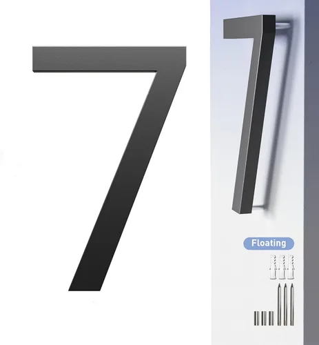 Miniatura 11 de Números de Casa para Exterior Número de Dirección - 7 Pulgadas Número de Casa Moderno de Metal Negro 6, Números de Puerta Flotantes Grandes 3D
