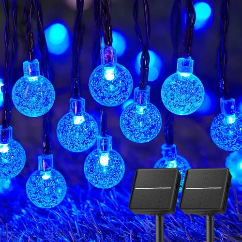 Miniatura 15 de Brightown Luces de Cadena Solares para Exteriores 60 LED 35.6 Pies Luces de Globo de Cristal con 8 Modos de Iluminación, Luces Solares Impermeables
