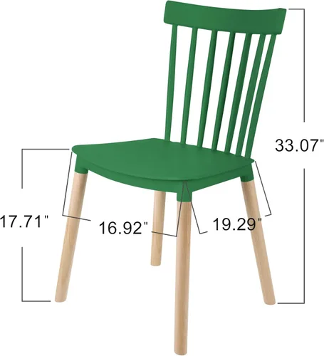 Miniatura 3 de DSW - Sillas de comedor de plástico modernas sin brazos con patas de madera para estar, dormitorio, cocina, comedor, sala de espera, restaurantes