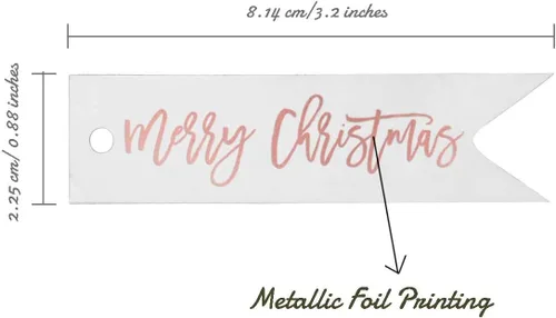 Miniatura 5 de Etiquetas de papel colgantes con texto en inglés "Merry Christmas", 50 unidades Blanco