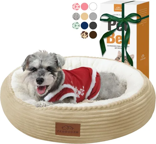 Miniatura 21 de Zerbuger Camas lavables de 20 pulgadas para gatos de interior, cama redonda en forma de dona para mascotas, para gatos, perros pequeños, cachorros