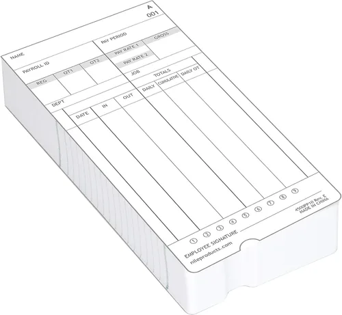 Miniatura 3 de Nile Products, 4500PP10MB 1,000 tarjetas de tiempo auténticas y auténticas en idioma inglés para el reloj de tiempo del Nilo modelo 4500PP, tarjetas
