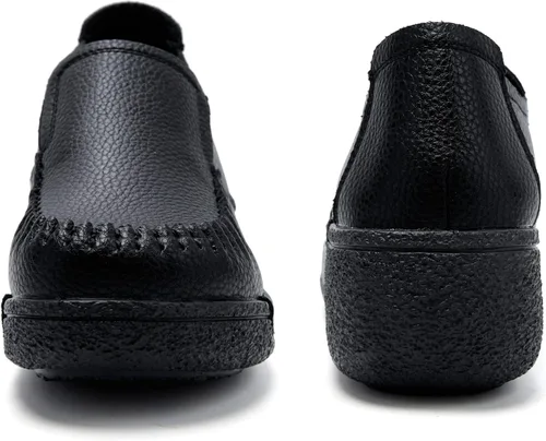 Miniatura 5 de UZB Mocasines de cuero sin cordones para mujer, cómodos zapatos de plataforma casuales