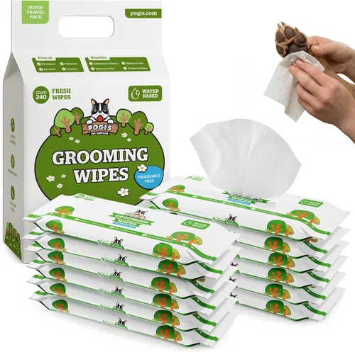 Pogi’s Toallitas para perros en paquetes de viaje – Toallitas hipoalergénicas para mascotas para patas, cuerpo y trasero – Limpieza e hidratación,