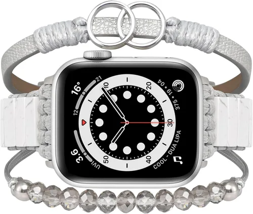 Miniatura 13 de MOFREE - Pulsera de cuero boho compatible con Apple Watch Band de 38, 40, 41 mm, pulsera de cuentas multicapa hecha a mano para Apple Watch, correa