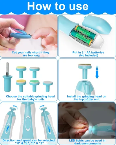 Miniatura 6 de Kit de Cuidado y Aseo para Bebés, Juego de Recortador de Uñas Eléctrico para Bebés 24 en 1 Set de Cuidado de Salud para Recién Nacidos Guardería