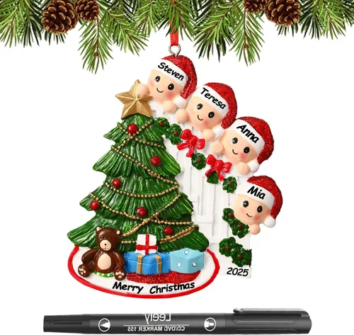 Miniatura 17 de Adornos de Navidad personalizados 2025, familia de 2, 3, 4, 5, 6, gnomo, adorno de Navidad personalizado con nombres, adornos familiares Gnomos