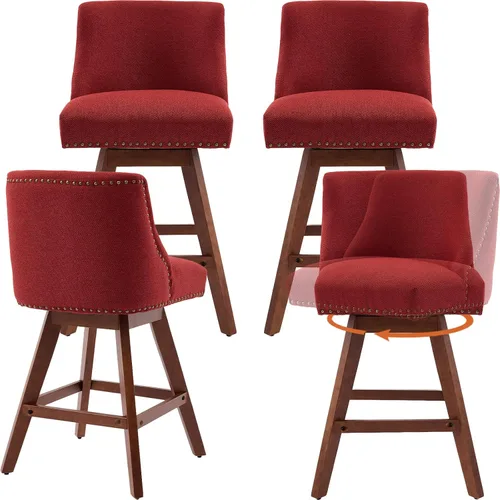 Miniatura 9 de Juego de 2 taburetes de bar giratorios modernos, taburetes de bar de 26.6 pulgadas de altura de mostrador beige con respaldo para isla de cocina
