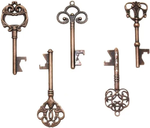 Miniatura 5 de Abridor de botella rústico y clásico con tarjeta y cordel, para souvenir de boda, regalos de fiesta. 3.14 pulgadas, 50 unidades Rojo (Red Copper)