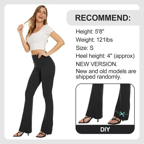 Miniatura 100 de TNNZEET Leggings acampanados negros para mujer, pantalones de yoga cruzados con bolsillos, corte de bota, leggings acampanados