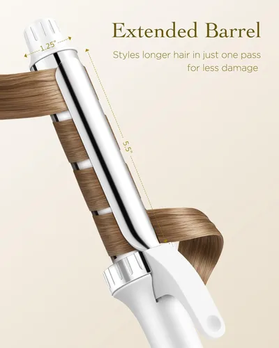 Miniatura 3 de Rizador de titanio de 1 1/4 pulgadas para ondas playeras de larga duración y rizos sueltos, varita rizadora con abrazadera para cabello largo