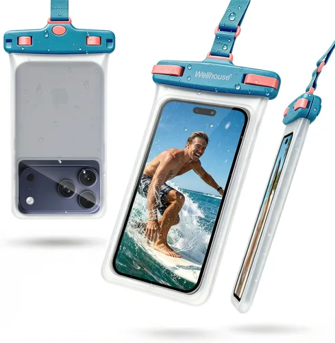 wellhouse Bolsa impermeable para teléfono, Funda impermeable para teléfono para iPhone 16 15 14 13 12 Pro Max XS Samsung, Bolsa seca para celular 1