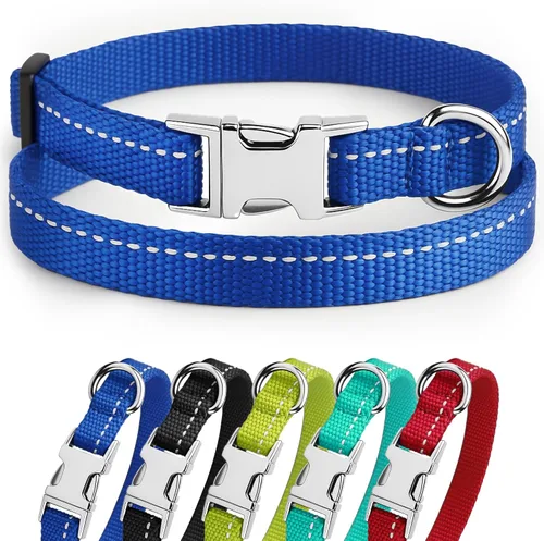 Miniatura 46 de CollarDirect Collar reflectante para perro o cachorro pequeño, mediano y grande con hebilla de liberación rápida, para machos y hembras, nailon Rojo
