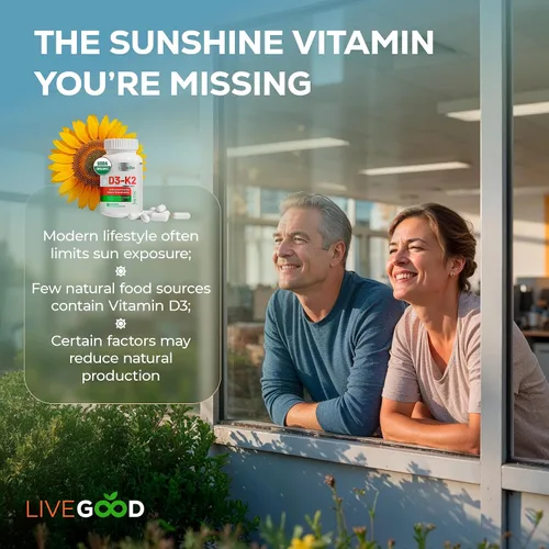 Miniatura 2 de LIVEGOOD Suplemento orgánico D3 K2 de 2000 UI, cápsulas veganas con MK-7, vitamina D3 pura con K2 para el sistema inmunológico y apoyo óseo